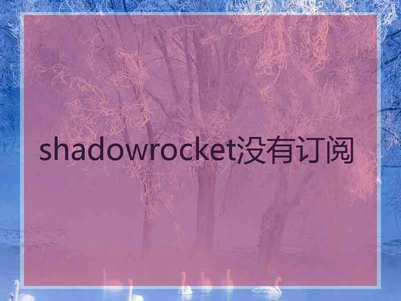 shadowrocket没有订阅