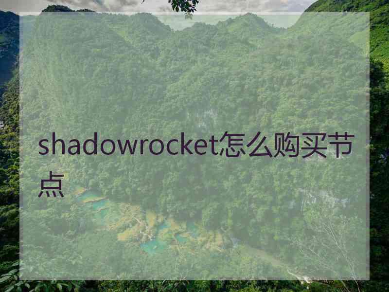 shadowrocket怎么购买节点