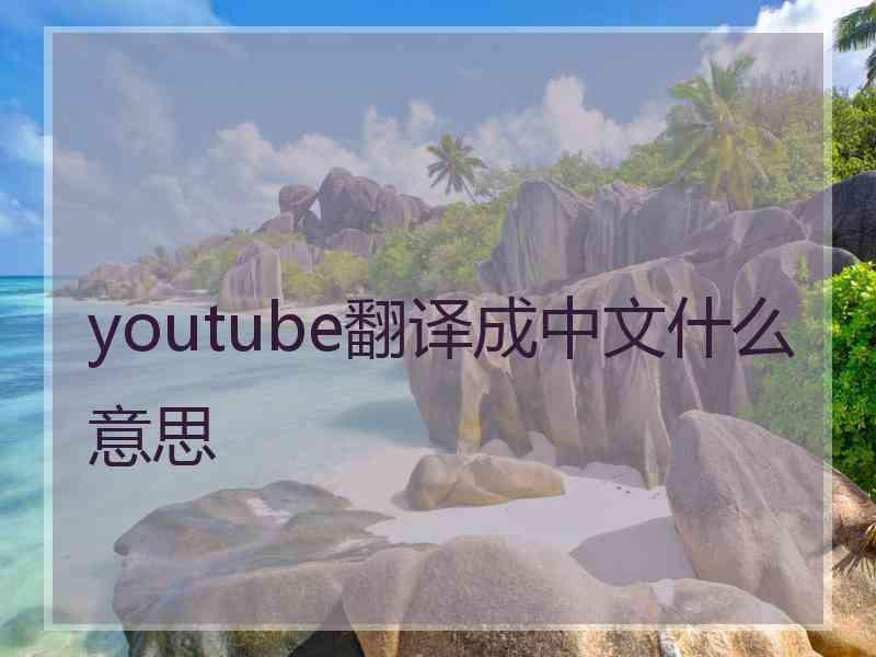 youtube翻译成中文什么意思