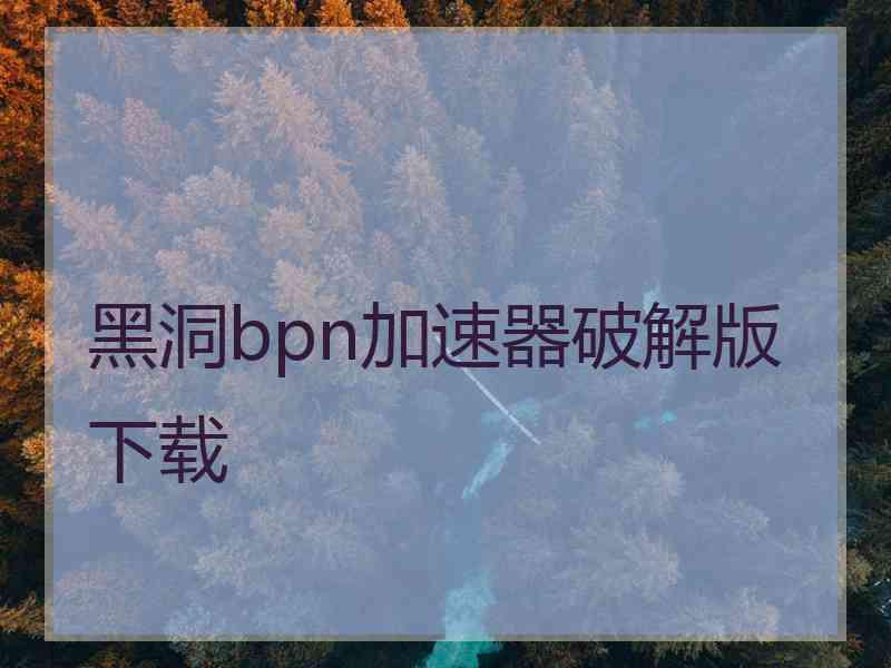 黑洞bpn加速器破解版下载