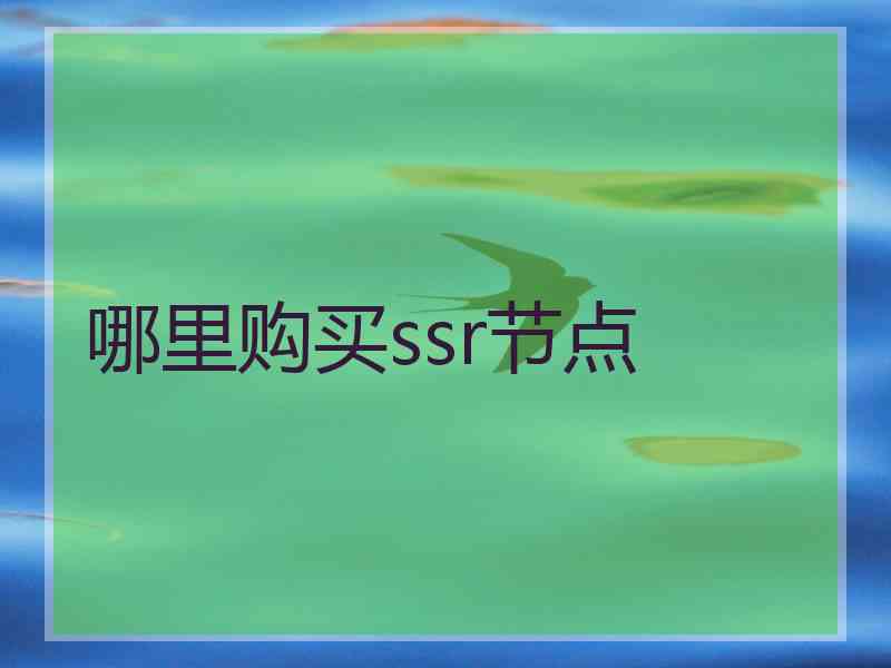 哪里购买ssr节点